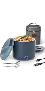 Electric Lunch Box Food Heater, 60-80W Heated Lunch Box for Adults, 12V 24V 110V Portable Food Warmer LunchBox for Car Truck Work with 304 Stainless Steel Container, Driver Trucker Gifts for Dad