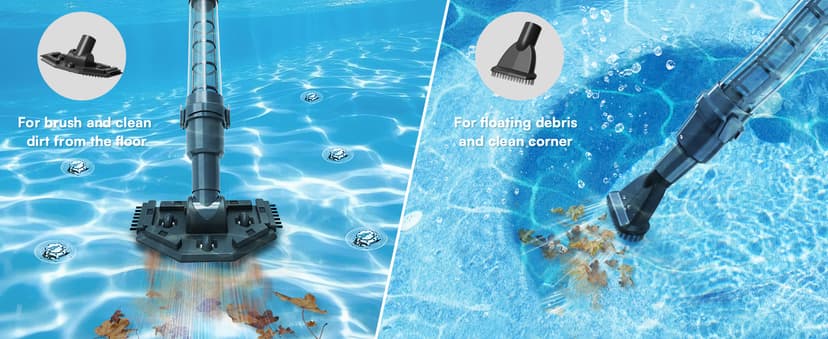 Handheld Spa Hot Tub Vacuum- Cordless Small Above Ground Pool Cleaner with 2 Brush Heads, 90 Mins Running Time, 12 Gallons/Min Powerful Suction, Ideal for Cleaning Debris and Sand Underwater, Black