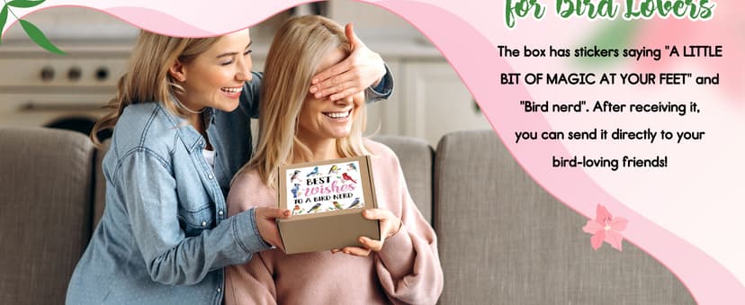 Nefelibata Bird Gifts for Women: 4-in-1 Birds Mug, Socks, Water Whistle, Kitchen Towel - Cardinal, Hummingbird, Kingfisher Birds on Branch