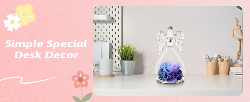 Miofula Preserved Flower Rose Birthday Gifts for Mom, Angel Figurines with Forever Real Rose Gifts for Her Mom Grandma, Unique Angels Gifts for Mothers Day Christmas Anniversary Birthday (Red)