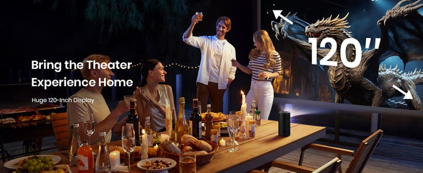 NEBULA Capsule 3 Laser Projector, Upgraded with Google TV and Official Netflix, Mini Smart TV Projector with Wi-Fi, Outdoor Portable Projector, Dolby Digital, 120-Inch Screen, 2.5H Built-In Battery