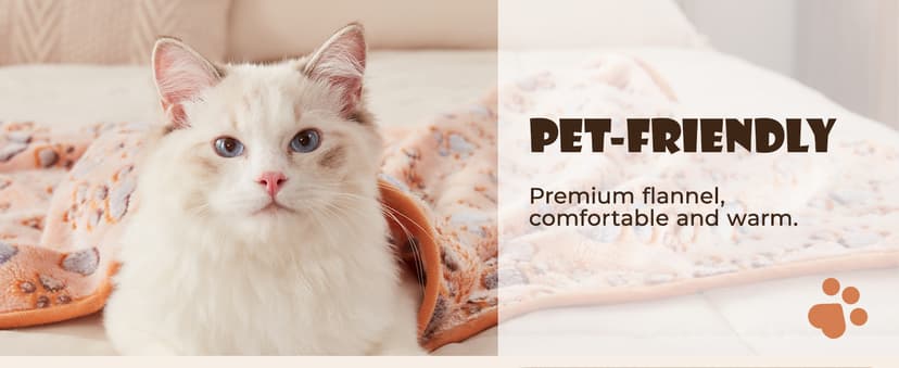 1 Pack 3 Blankets Super Soft Fluffy Premium Fleece Pet Blanket Flannel Throw for Dog Puppy Cat Paw Brown/Pink/White Small(23x16 inch)