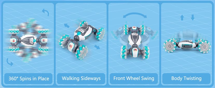 PREPOP Gesture Sensing RC Stunt Car, Birthday for Age 6 7 8-12 13+ Year Old Boys - Cool Toys for Kids, Hand Controlled Remote Control Twist Vehicle with Lights & Music, 4WD Rotating