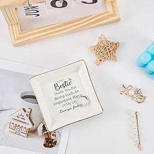 Birthday Gifts for Women Best Friend - to My Bestie Jewelry Dish Trinket Tray, Unique Friendship Gifts for Women Female Friend Christmas Valentines Mother's Day