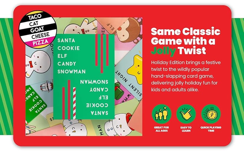 Santa Cookie Elf Candy Snowman Card Game – by Taco Cat Goat Cheese Pizza – Holiday Party Card Game – Great Stocking Stuffer – Fun for Kids, Teens, Adults and Family - 10 Min Ages 7+