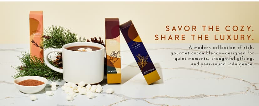 Thoughtfully Gourmet Hot Chocolate Gift Set, Flavors Include Salted Caramel, Peppermint, French Vanilla and More, Packaged in Gift Box with Bow, Set of 9