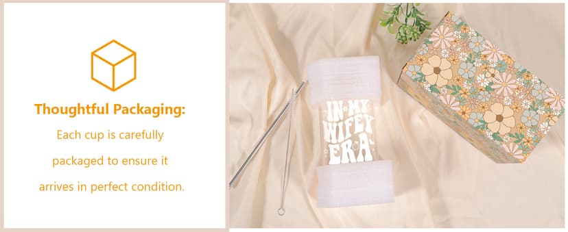 Fairy's Gift Wifey Era Cup, Wedding, Bride Gifts for Her, Bridal Shower, Engagement Gifts for Women, Couples, 16 oz Coffee Glass Cups w/Lids Straws, Bachelorette Presents for Bride to be, Future Mrs