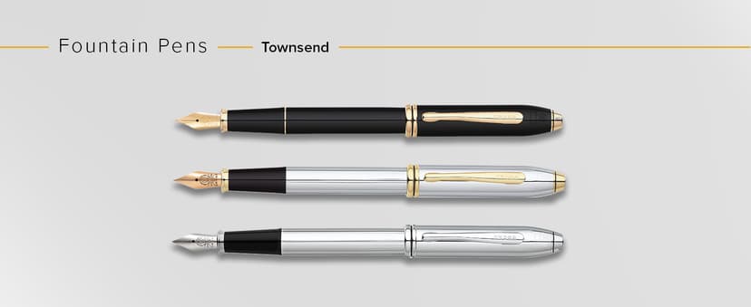 Cross Townsend Refillable Rollerball Pen Presented in a Luxury Gift Box - Medium Point, Black Ink, Black & Gold