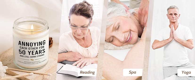 Niyewsor 50th Wedding Anniversary Couple Gifts, 50th Anniversary Candle Gifts for Couple, Parents, Husband, Wife, Him, Her, Friends, Golden Wedding Keepsake, Handmade, 7oz