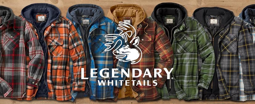 Legendary Whitetails Men's Plaid Flannel Shirt Jacket Quilted with Hood Polyfill Insulated