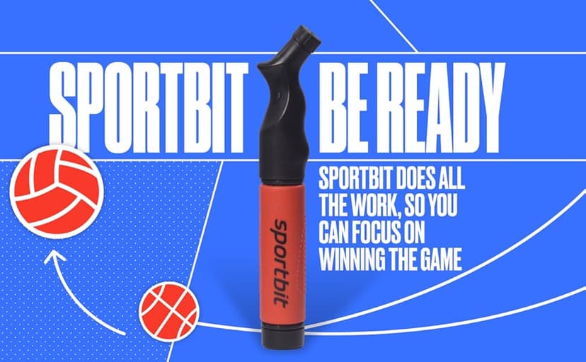 SPORTBIT Ball Pump for Sports Balls - Push & Pull Inflating System - Hand Pump for All Exercise Balls - Volleyball Pump, Basketball Inflator, Football & Soccer Ball Air Pump - Goes with 5 Needles Set