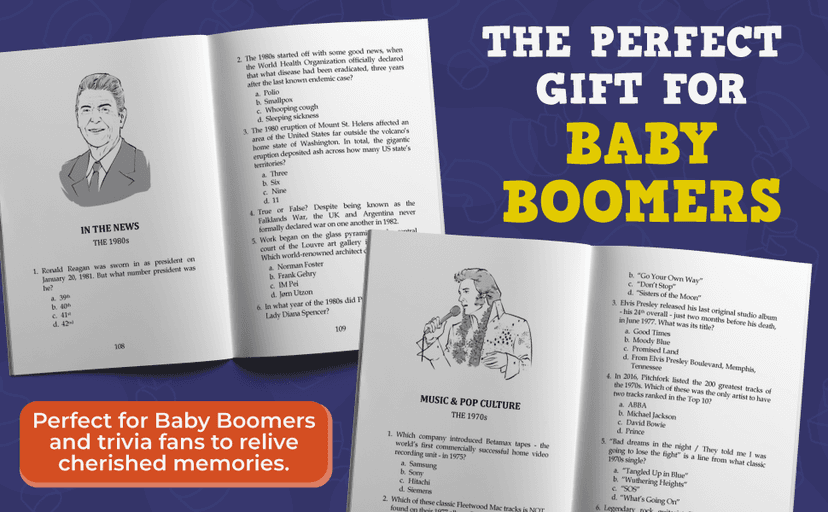 The Baby Boomer Trivia Book: Take A Fun Walk Down Memory Lane With The 1950s, 1960s, 1970s and 1980s Trivia & Quizzes (Movies, TV, Pop Culture, News, Sports and More)