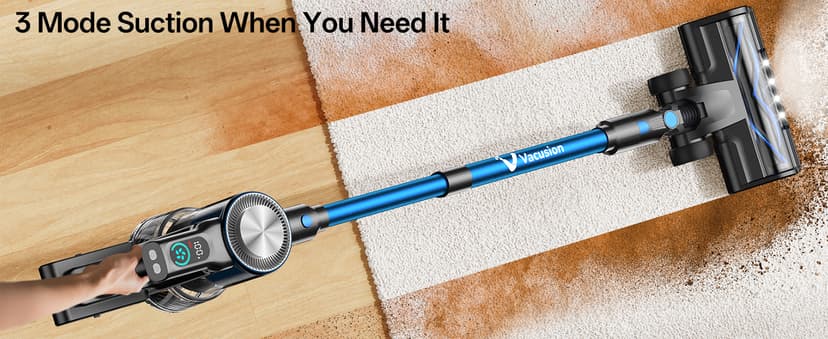 Cordless Vacuum Cleaner, 8-in-1 Cordless Stick Vacuum Cleaner with 3 Suction Modes, Up to 45mins Runtime, Rechargeable, Self-Standing, Wireless Vacuum Cleaners for Home Pet Hair Carpet Car Hard Floor