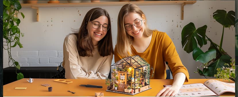 Rolife DIY Miniature House Kit Greenhouse, Tiny House Kit for Adults to Build, Mini House Making Kit with Furniture, Halloween/Christmas Decorations/Gifts for Family and Friends (Cathy's Greenhouse)