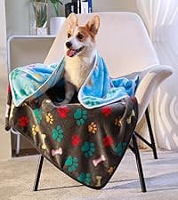 1 Pack 3 Blankets Super Soft Fluffy Premium Fleece Pet Blanket Flannel Throw for Dog Puppy Cat Paw Brown/Pink/White Small(23x16 inch)