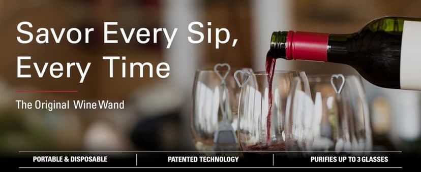 PureWine The Wand Wine Purifier - Red & White Wine Filters for Histamines & Sulfites, Sulfite Remover Sticks, Helps Allergies & Headaches, Gift Accessories for Women & Men - 3 Wands, Silver