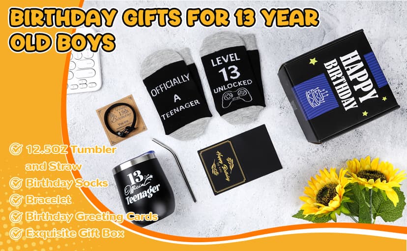 13 Year Old Boy Birthday Gift Ideas, Unique Funny Birthday Gift Set for 13th Teenage Boys, Thirteen Year Old Gifts ideas for Boys Son Grandson Nephew Friend