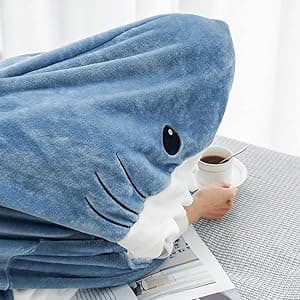 Shark Blanket Hoodie Onesie for Adult & Kid, Wearable Shark Sleeping Bag, Soft Cozy Onesie Costume