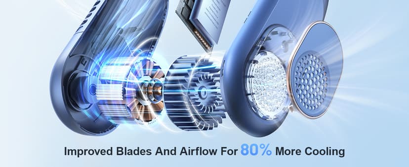 SWEETFULL Portable Neck Fan 360° Cooling Bladeless Personal Fan | No Hair Twisting - 4000mAh USB Rechargeable Wearable Fan for Travel, Birthday Gifts for Men, Women, Mom, and Dad
