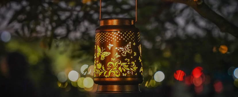 Solar Lanterns Outdoor Waterproof Butterfly Garden Decor Birthday Gifts for Women Mom Grandma, Hanging Solar Lights Metal Lantern Decoration Outside for Yard, Patio, Backyard, Porch