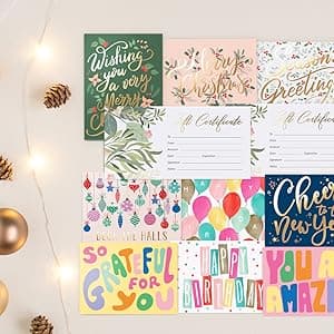 Sweetzer & Orange Blank Gift Certificates for Business with Gold Foil- 25 Gift Certificate Cards with Envelopes for Spa, Salon, Restaurants, Custom Client Vouchers for Birthday, Work Card – 3.75x7.5”