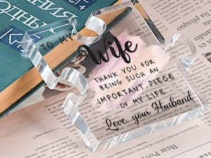 LukieJac Gifts for Wife - Romantic Gifts for Her Acrylic Puzzle Piece Plaque for Wife Birthday, Wedding Anniversary, Valentines Day, Mothers Day Presents Home Desk Decor - 4.7 x 3.9 Inch