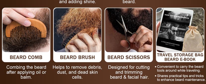 XIKEZAN Beard Kit for Men Grooming & Care w/Beard Conditioner, Wash, Oil, Balm, Brush, Comb,Birthday Fathers Valentines Gifts for Men Him Dad Husband Boyfriend Christmas Gifts Mens Stocking Stuffers