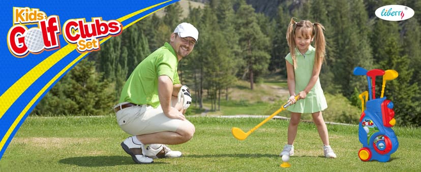 Liberry Toddler Golf Set, Upgraded Kids Golf Cart with Unique Shoulder Strap Design, Indoor and Outdoor Golf Toys for Boys and Girls Aged 1-5 Years Old