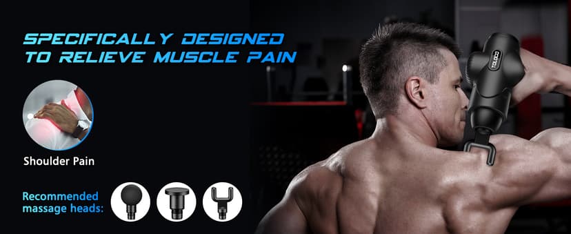 TOLOCO Massage Gun Deep Tissue, Percussion Massage Gun with 10 Replacement Heads, Super Quiet Portable Electric Massager for Athletes, Relax, Black