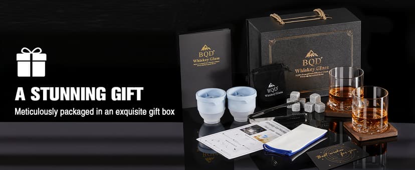 Old Fashioned Whiskey Glasses Set 2-Pack with Gift Box, Ideal Retirement Gifts for Men & Cocktail Glasses for Celebrations