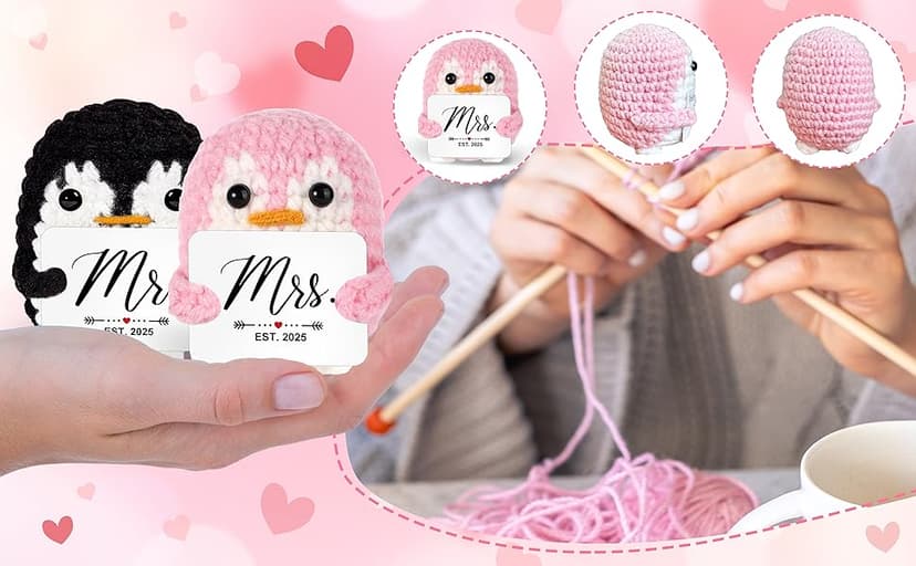 QUPT Wedding Gifts, Mr and Mrs Gift Penguin 2025, Bridal Shower Gifts, Wedding Present for Couples 2025, Just Married Gift for Newlywed Couple, Bride, Penguin Doll Mr and Mrs Present