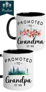 Vivulla68 Christmas Gifts For Grandparents Mug Set 11Oz, Best Grandparents Ever Gifts, Present for Grandma Grandpa Cups, Gift Ideas From Grandkids, Grandchildren, Baby Reveal for Nana Papa