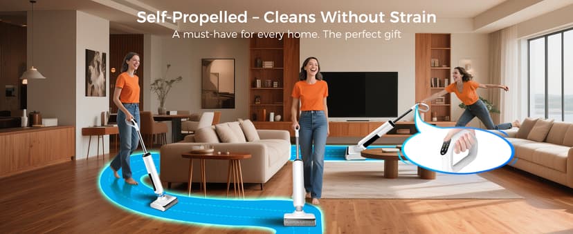 Wet Dry Vacuum Cleaner, 180°Lie-Flat Vacuum Mop All in One with Auto Self-Cleaning, Smart Floor Cleaner Machine for Hard Floor, 45 Mins Runtime, Edge Cleaning, Self-Propelled Vacuum Mop Combo