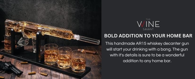 AR15 Gun Decanter Birthday Gifts for Men Dad, Whiskey Set - Rifle Limited Edition, Silencer Stopper - 800 ml & 12oz Bullet Glasses - Father Gift - Drinking Party, Liquor, Vodka Tik Tok Viral Dispenser