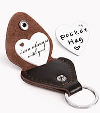 Qunrwe Pocket Hug Token,Long Distance Gifts Keepsake,Double Sided Inspirational Thinking of you Gift with Leather Keychain