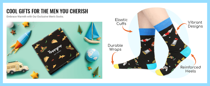HAPPYPOP Novelty Family Gifts - Gifts for Son Uncle Grandson Nephew, Funny Men Socks