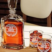 Personalized Whiskey Decanter - 4 Designs - Birthday Gifts for Men 2025, Dad, Husband, Him, Boyfriend - Men Whiskey Gifts - Personalized Gifts for Men - Bourbon, Scotch Gifts - Fathers Day Gift Ideas
