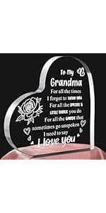 Gifts for Girlfriend, Birthday Anniversary Cute Presents for Women GF, I love you Romantic Gift Paperweights 3.9" x 3.9" Acrylic Heart Plaque, Christmas Gift for Her