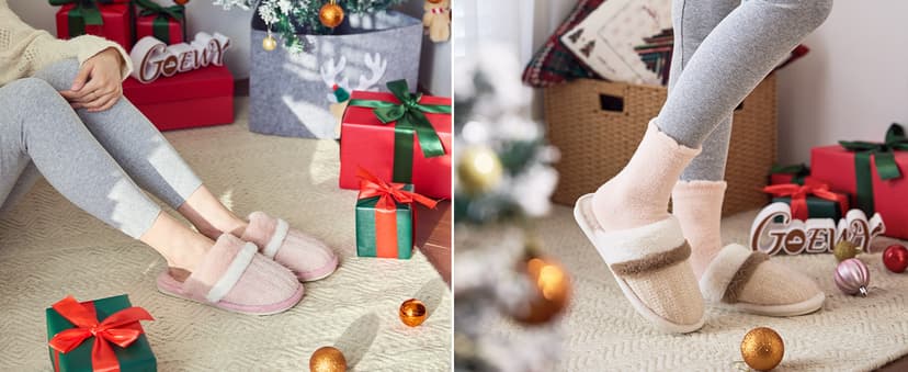 Cozy Slippers for Women Indoor and Outdoor Fuzzy House Shoes with Memory Foam Anti-Skid Sole Gifts for Women Mom Ladies