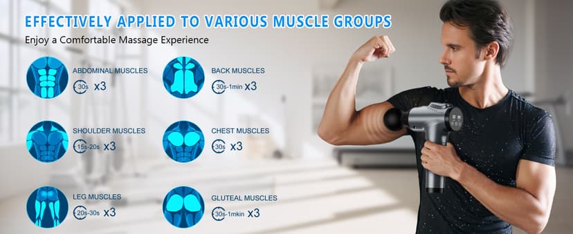Massage Gun, Muscle Massage Gun for Athletes Handheld Electric Deep Tissue Back Massager, Percussion Massage Device for Pain Relief with 30 Speed Levels 9 Heads