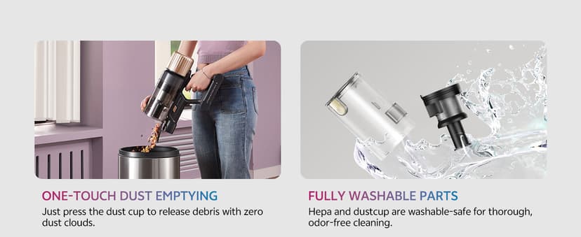 Ultenic Cordless Vacuum Cleaner, 550W 50KPA 65min Runtime, Stick Vacuum with Green Light, Self-Standing & 180° Lay-Flat, Anti-Tangled Brush, Vacuum Cleaners for Home/Hard Floor/Carpet/Pet Hair, U15