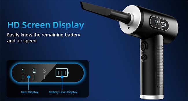 Compressed Air Duster & Vacuum Cleaner-3 Gear Adjustable 100000RPM Handheld Car Vacuum/Air Blower,Electric Air Duster with LED Light for Keyboard Electric Devices Cleaning.Replaces Compressed Air Cans