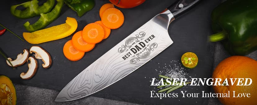 Gifts for Dad Men, Dads Gifts for Dad, Dad Birthday Gift from Daughter Son Kids, 8 inch Pro German 1.4116 Chef Knife, Kitchen Knife Gift Set for Best Dad Father Christmas Xmas Gifts