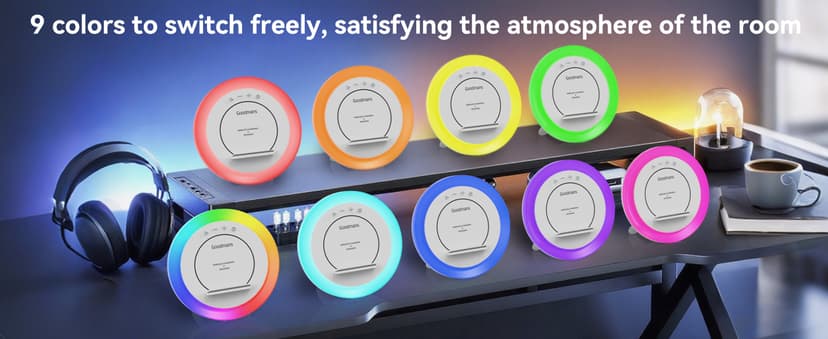 Bluetooth Speaker with Lights, Wireless Charging Speaker, Best Birthday Gift Ideas Teenage,Applicable for Bedroom/Teen Girl Gifts/Please use The Original Adapter(5W Wireless Charging)