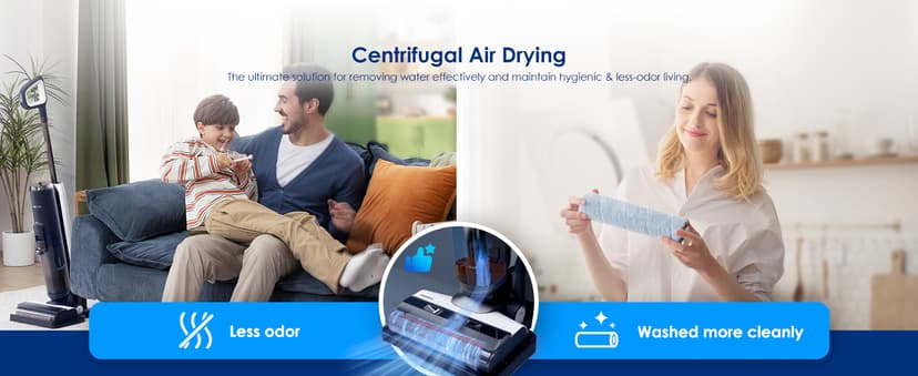 Tineco Floor ONE S5 Smart Cordless Wet Dry Vacuum Cleaner and Mop for Hard Floors, Digital Display, Long Run Time, Great for Sticky Messes and Pet Hair, Space-Saving Design, Blue