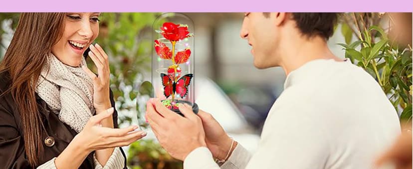 Christmas Rose Gifts for Women, Womens Gifts for Christmas Mom Sister Grandma Wife Her,Galaxy Crystal Light Up Rose Flower in A Glass Dome,Birthday Gifts for Women Butterfly Valentines Presents Purple