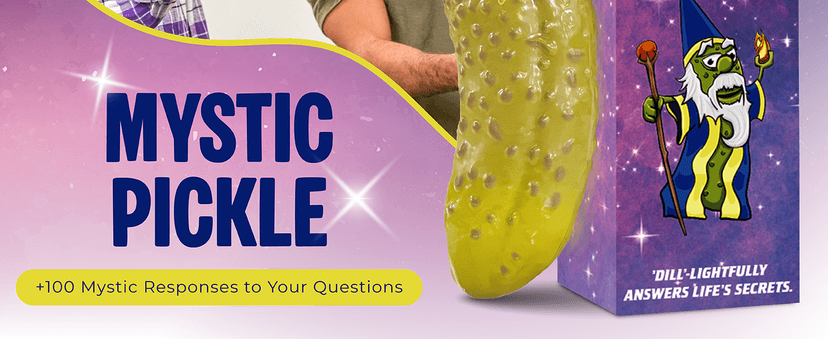 Mystic Pickle - Magic Fortune Teller with +100 Witty Responses - Unveiling The Briny Secrets of The Universe - Endless Entertainment with Friends, Family, Classroom Students - Best Novelty Gag Gift!