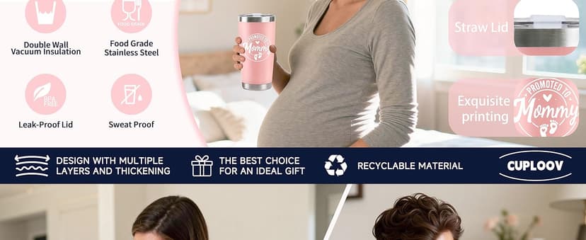 Pregnancy Gifts for New Parents, Mommy and Daddy 20Oz Tumbler Set, Cool Gifts Set Ideas for Couples,First Time Moms Dad to Be, New Parents on Mother's Day Father's Day Christmas Gift(Pink & Navy Blue)
