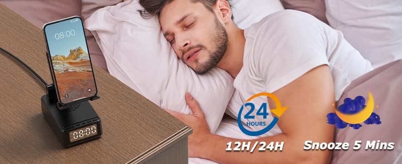 Birthday Gifts for Men Women,6-in-1 Cell Phone Stand Holder with Wireless Bluetooth Speaker & Wireless Charger,Alarm Clock for iPhone,HD Surround Sound Portable Bluetooth Speaker Gifts for Him Her