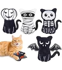 Retro Shaw Christmas Cat Toys, Xmas Catnip Toys for Indoor Cats Kitten Teeth Cleaning, Crinkly Interactive Cat Chew Nip Kitty Kicker Toy Santa Claus Trees Snowman, 5 Pack